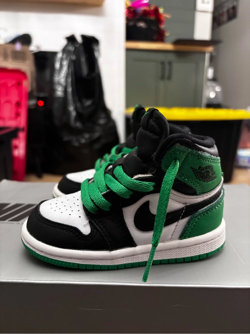Nike Kids Sneakers Black White Green High-Top